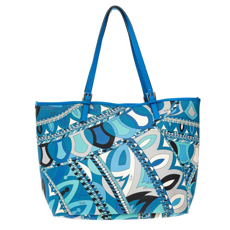 Bolsa-Emilio-Pucci-Tote-Couro-Estampa-Azul