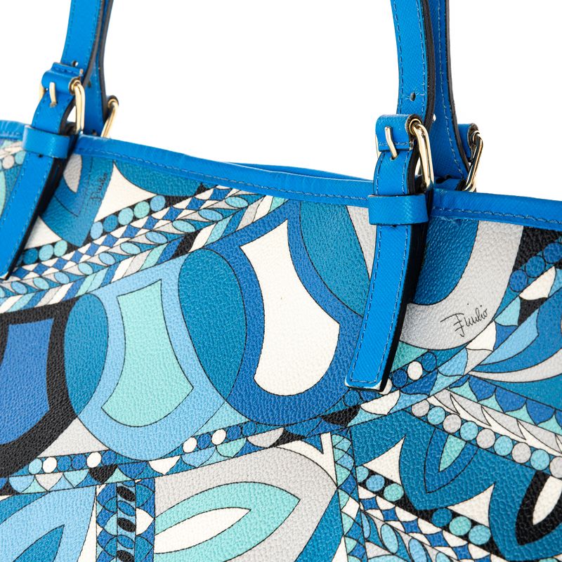 Bolsa-Emilio-Pucci-Tote-Couro-Estampa-Azul