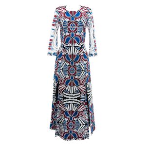 Vestido Renda Branco Azul e Bordô