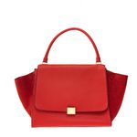 Bolsa-Celine-Trapeze-Couro-e-Camurca-Vermelho