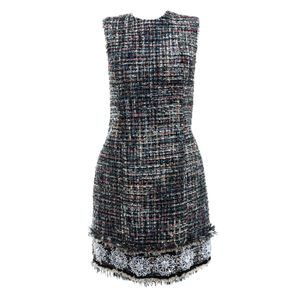 Vestido Pat Bo Mini Tweed Azul e Rosa