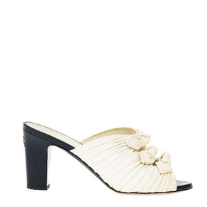 Mule Chanel Amarração Creme e Preto