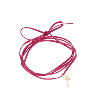 Colar H Stern Pingente Fada Ouro e Cordão Rosa