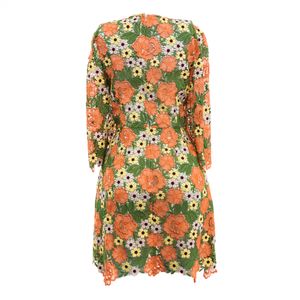 Vestido Dolce & Gabbana Renda Floral Salmão e Verde