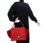 Bolsa-Celine-Trapeze-Couro-e-Camurca-Vermelho