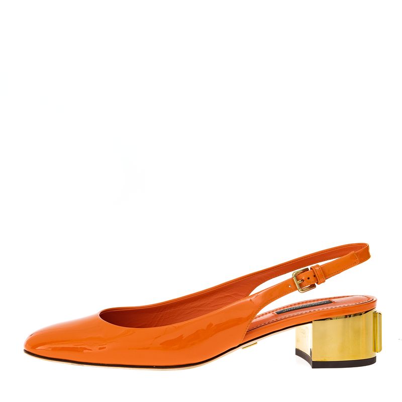 Sapato-Dolce---Gabbana-Verniz-Laranja-Logo-Salto