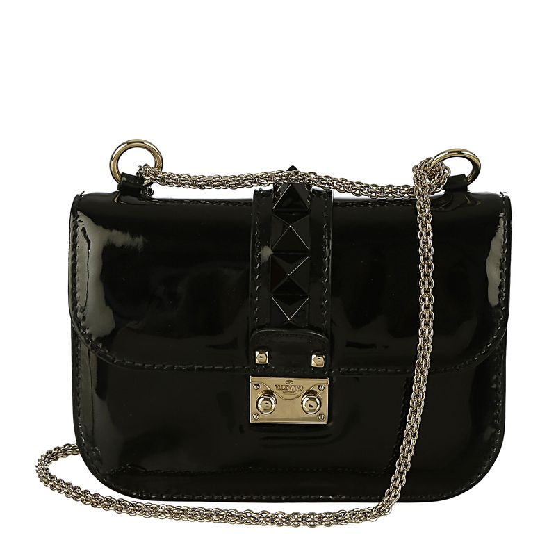 Bolsa-Valentino-Garavani-Glam-Lock-Pequena-Verniz-Preto