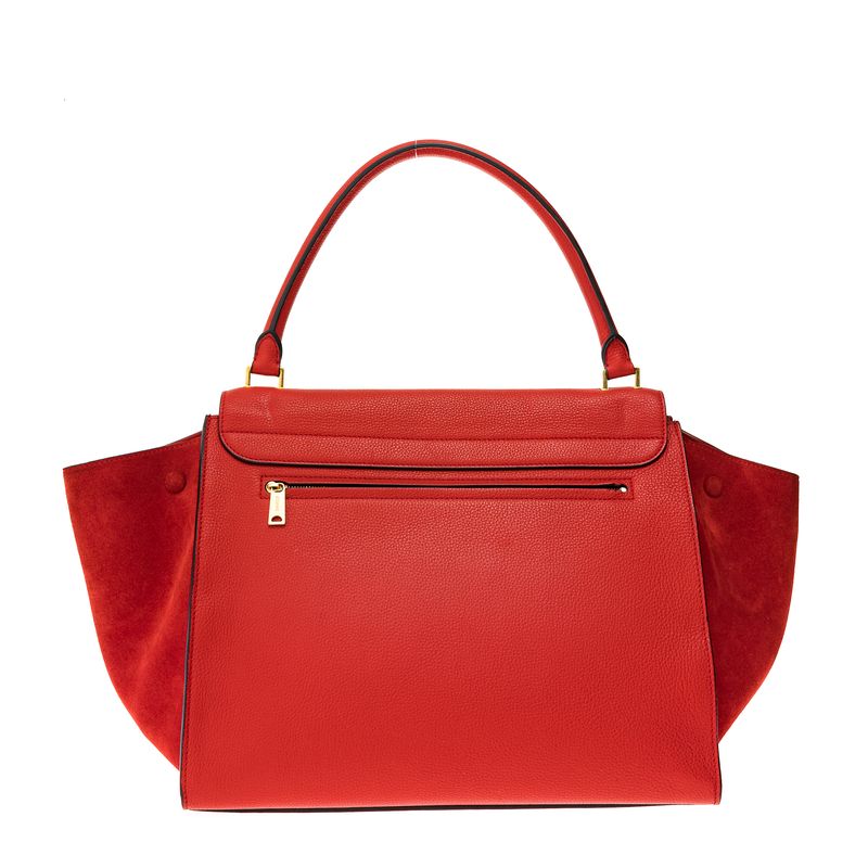 Bolsa-Celine-Trapeze-Couro-e-Camurca-Vermelho