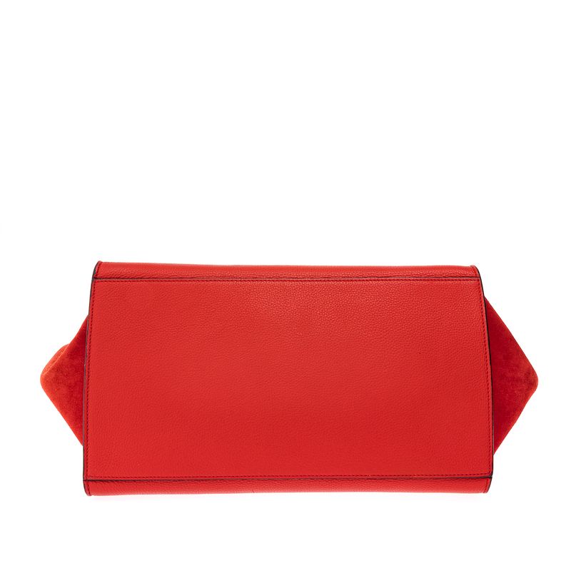 Bolsa-Celine-Trapeze-Couro-e-Camurca-Vermelho