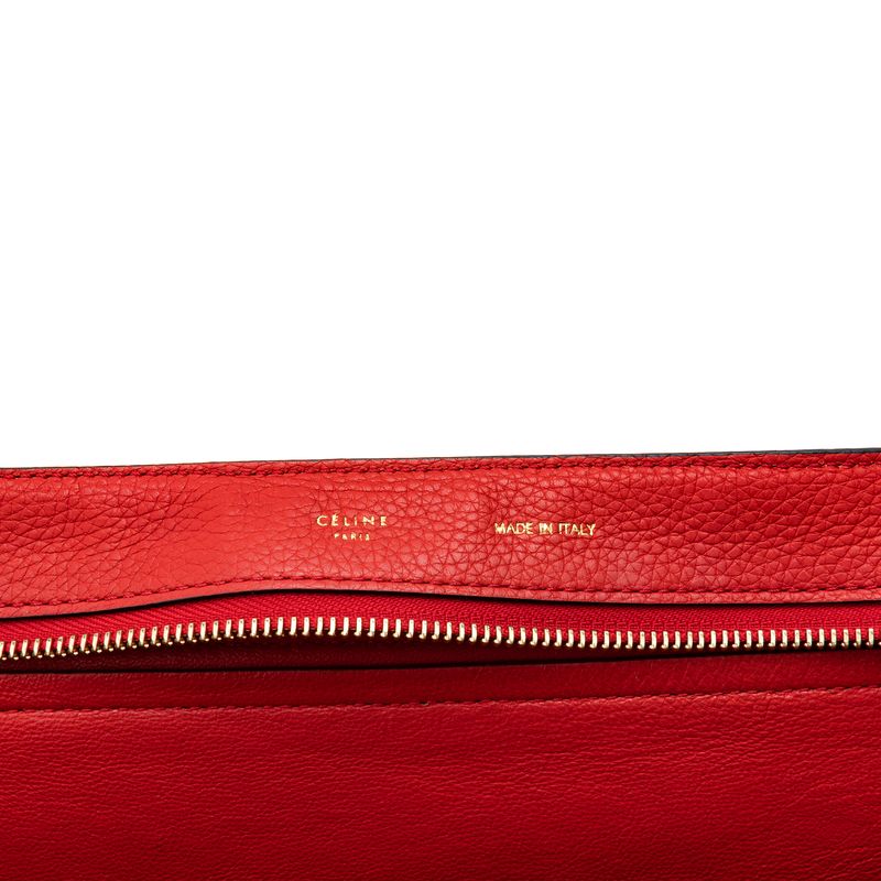 Bolsa-Celine-Trapeze-Couro-e-Camurca-Vermelho