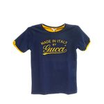 Camiseta-Gucci-Infantil-Azul-Marinho-e-Logo-Amarelo