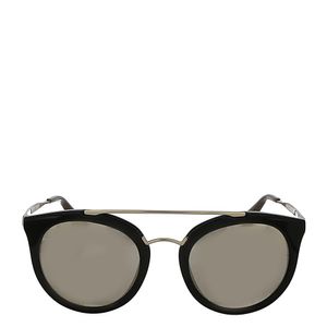 Oculos Prada Acetato Preto Lente Espelhada E Metal Dourado