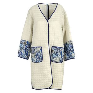 Casaco Estampado Branco E Azul Florido