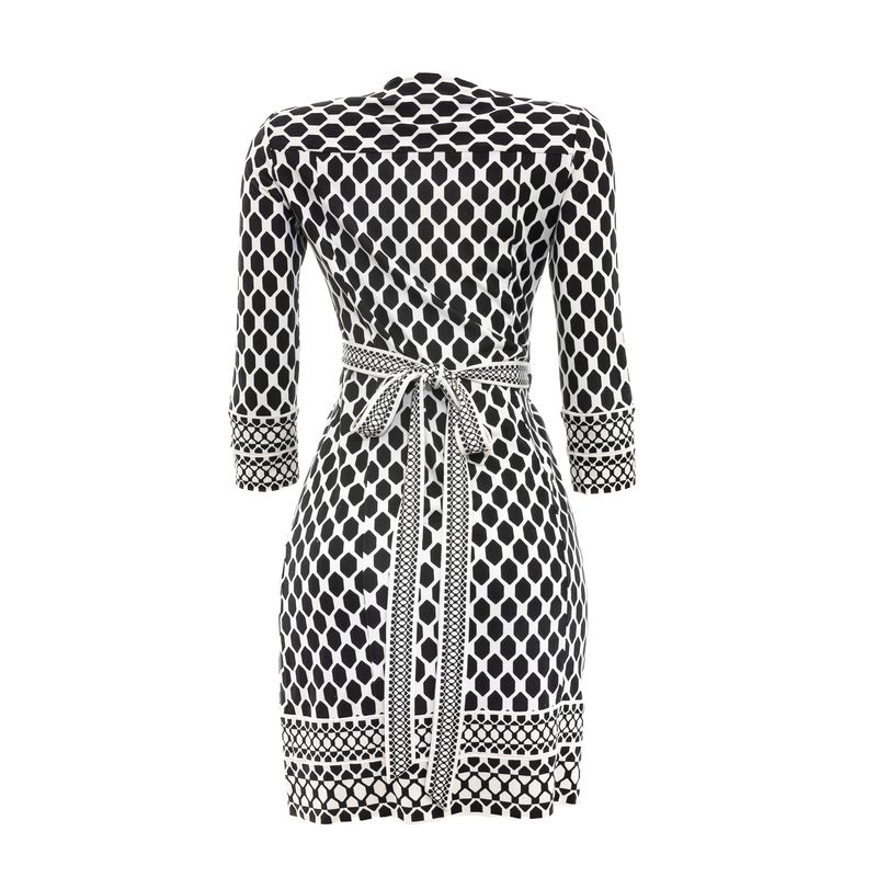 Vestido-Diane-Von-Furstenberg-Wrap-Estampa-Preto-e-Branco