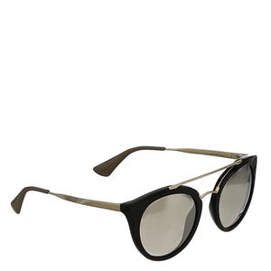 Oculos Prada Acetato Preto Lente Espelhada E Metal Dourado