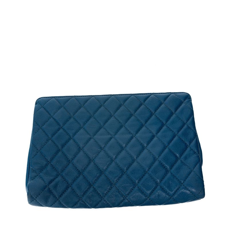 Clutch-Chanel-Couro-Caviar-Azul