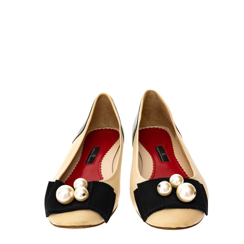 Sapatilha-Carolina-Herrera-Couro-Bege-e-Preto