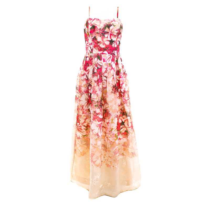 Vestido-Kay-Unger-Floral-Rosa