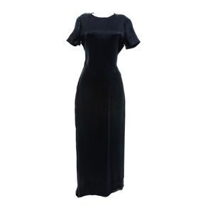 Vestido Lanvin Longo Cupro e Seda Preto