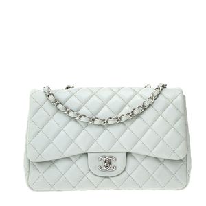 Bolsa Chanel Classic Flap Caviar Cinza Claro
