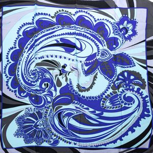 Lenço Emilio Pucci Seda Estampado Roxo e Azul