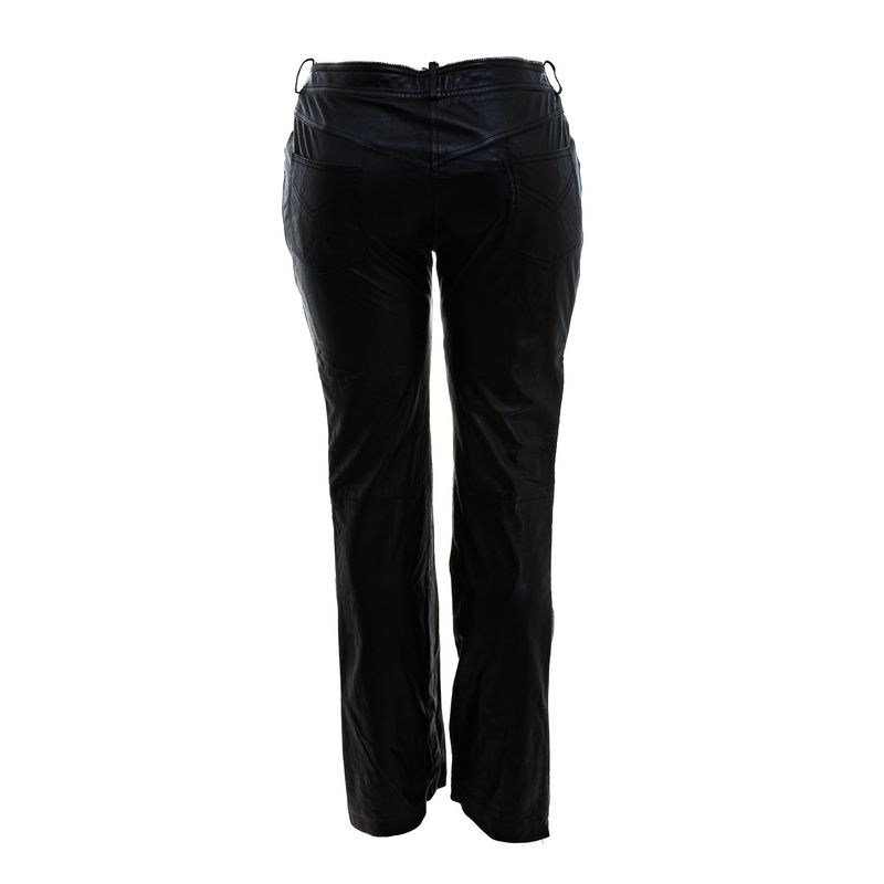 Calca-Christian-Dior-Couro-Preto-e-Ziper