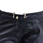 Calca-Christian-Dior-Couro-Preto-e-Ziper