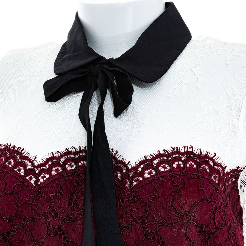 Vestido-Sandro-Renda-Preto-Bordo-e-Branco