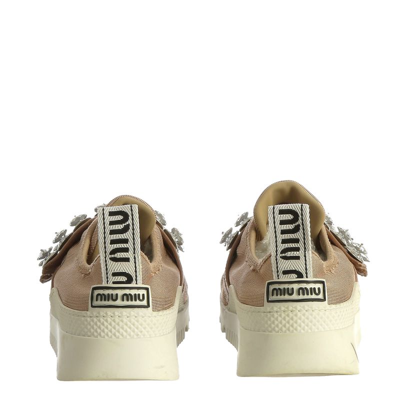 Tenis-Miu-Miu-Slip-On-Tecido-Bege-e-Pedrarias