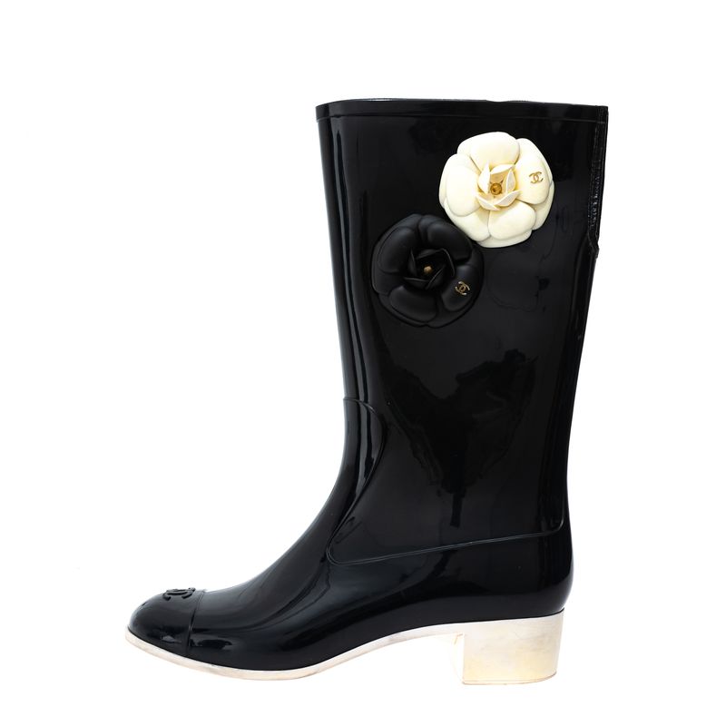 Galocha-Chanel-Camelia-Preto-e-Branca