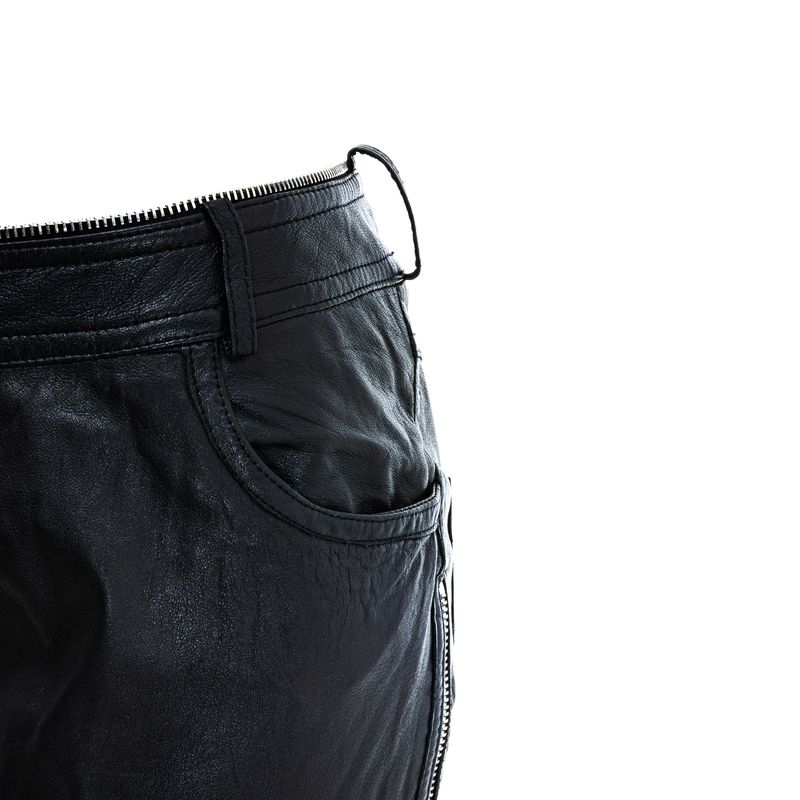Calca-Christian-Dior-Couro-Preto-e-Ziper