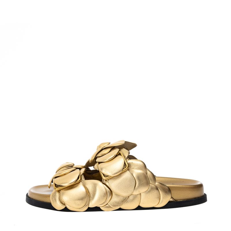 Sandalia-Valentino-Garavani-Slide-Rosas-Dourado