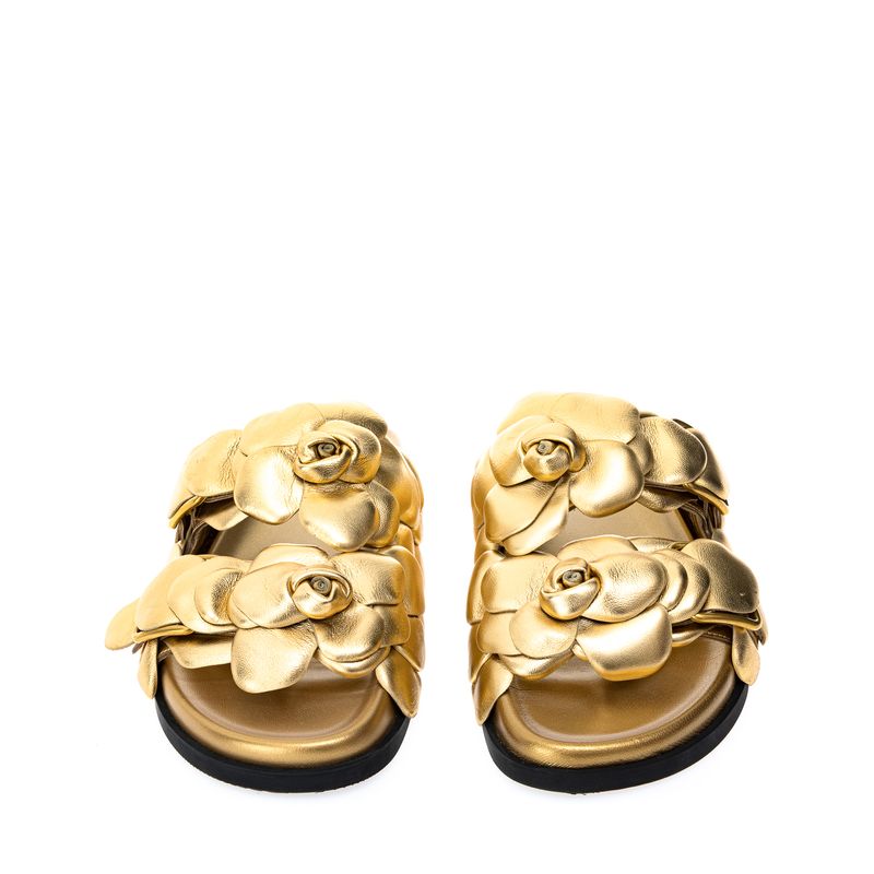 Sandalia-Valentino-Garavani-Slide-Rosas-Dourado