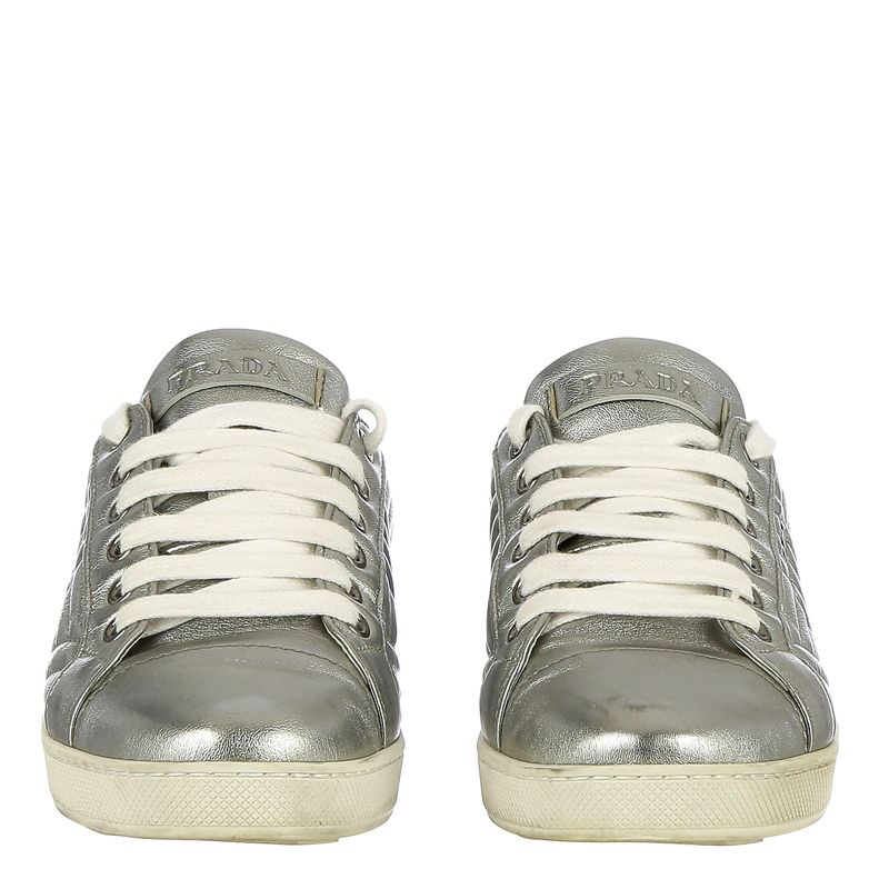 Tenis-Prada-Couro-Metalizado-Prateado