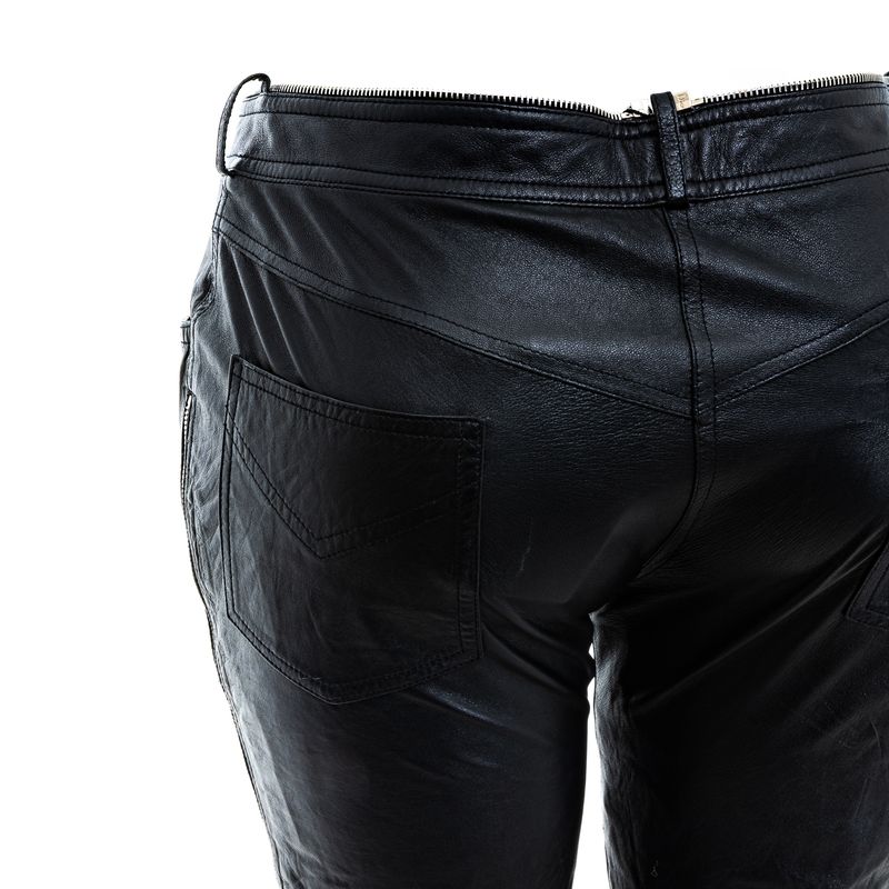 Calca-Christian-Dior-Couro-Preto-e-Ziper