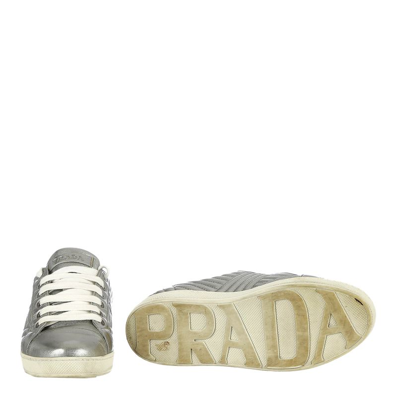 Tenis-Prada-Couro-Metalizado-Prateado