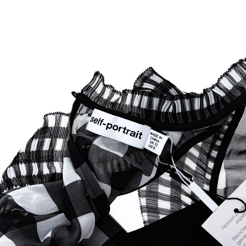 Vestido-Self-Portrait-Vichy-Preto-e-Branco