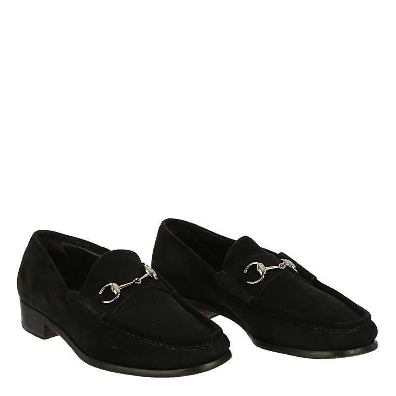 80442-Sapato-Gucci-Masculino-Camurca-Preto-Fivel-Prateada-verso