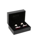 Abotoadura-Hugo-Boss-Prateada-e-Esmalte-Vermelho