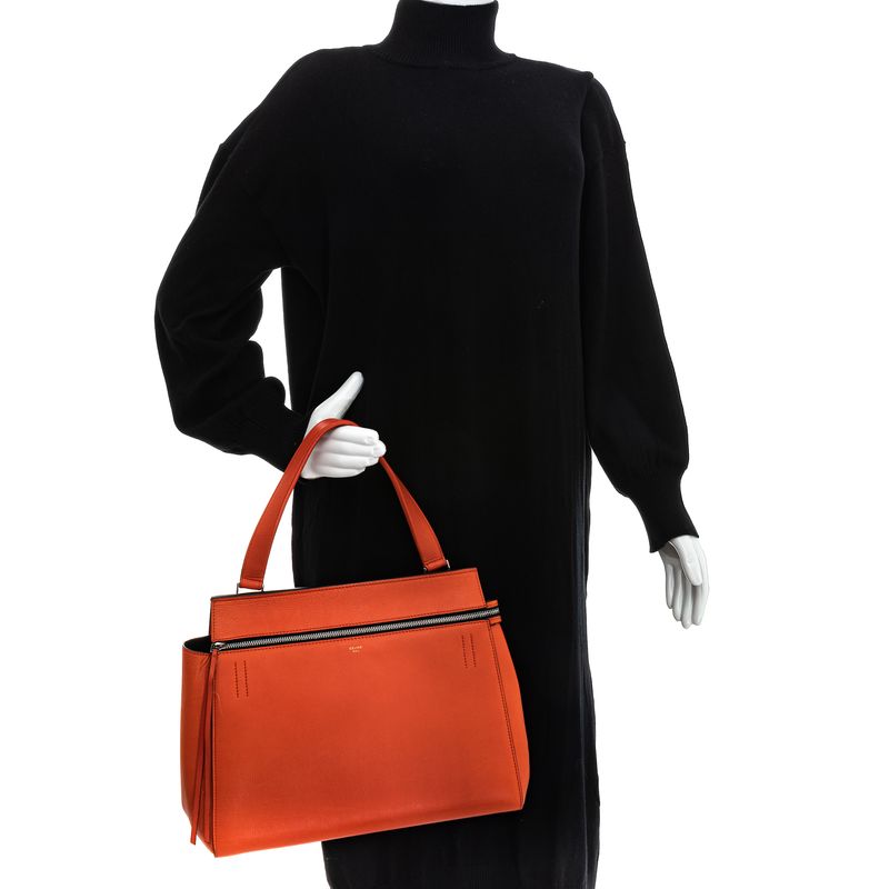Bolsa-Celine-Edge-Media-Couro-Laranja-