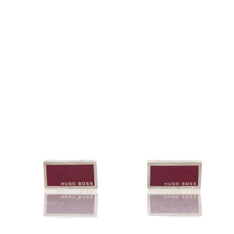 Abotoadura-Hugo-Boss-Prateada-e-Esmalte-Vermelho