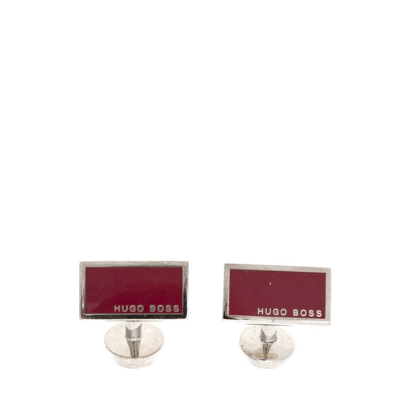 Abotoadura-Hugo-Boss-Prateada-e-Esmalte-Vermelho