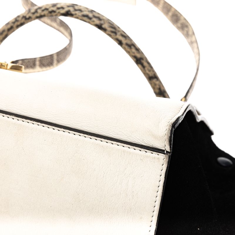Bolsa-Celine-Trapeze-Couro-Branco-e-Camurca-Preta-