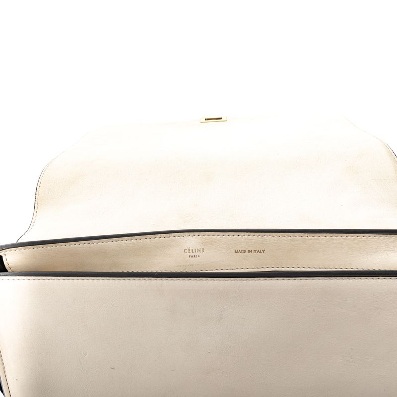 Bolsa-Celine-Trapeze-Couro-Branco-e-Camurca-Preta-