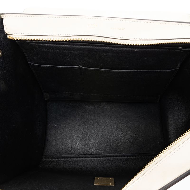 Bolsa-Celine-Trapeze-Couro-Branco-e-Camurca-Preta-