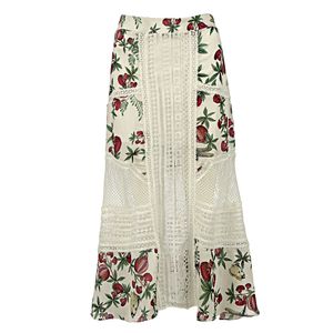 Saia Pat Bo Renda e Estampa Floral
