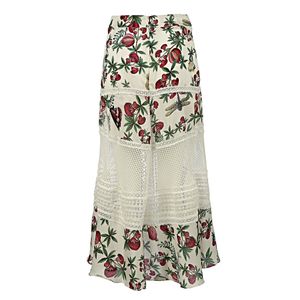 Saia Pat Bo Renda e Estampa Floral