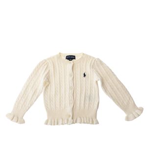 Cardigã Ralph Lauren Infantil Tricô Creme