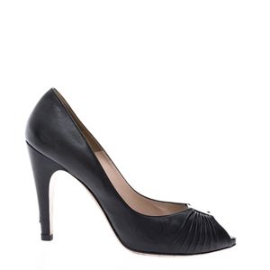 Peep Toe Salvatore Ferragamo Couro Preto
