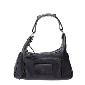 Bolsa Tods Hobo Couro Azul Escuro Metalizado